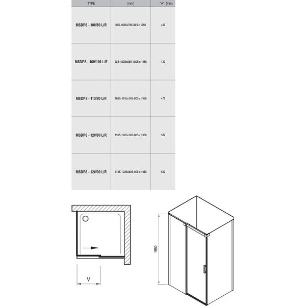 Душевой уголок Ravak Matrix MSDPS-120/90 120x90 L левосторонний, стекло Transparent, профиль Хром (0