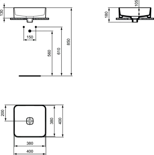 Раковина Ideal Standard STRADA II Square Vessel 40 см., белая