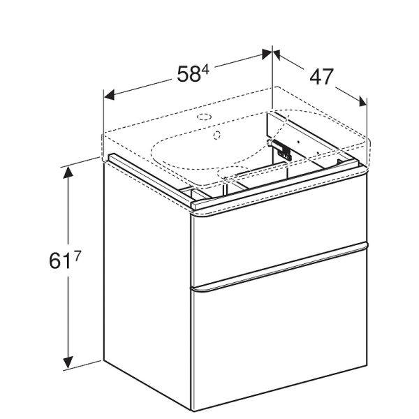 Комплект мебели для ванной Geberit Smyle Square 60 подвесной Белый глянец (529.352.00.6)