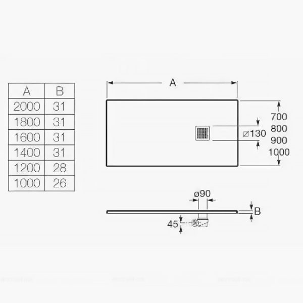 Душевой поддон Roca TERRAN 1200x800 с сифоном и решеткой, белый (AP1014B032001100)