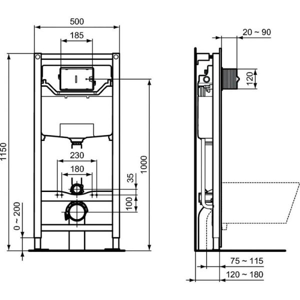 Промо-комплект Ideal Standard Tesi Aqua Blade Унитаз подвесной с инсталляцией с сиденьем Микролифт +