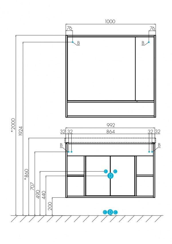 Зеркало-шкаф AQUATON Флай 100 белый, дуб крафт (1A237802FAX10)