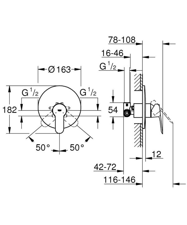 Смеситель для душа Grohe BauEdge Хром (29078000)