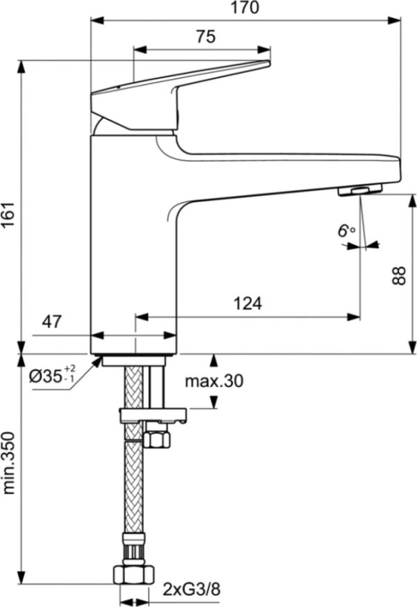 Смеситель для раковины Ideal Standard Ceraplan керамический картридж, черный матовый (BD222XG)