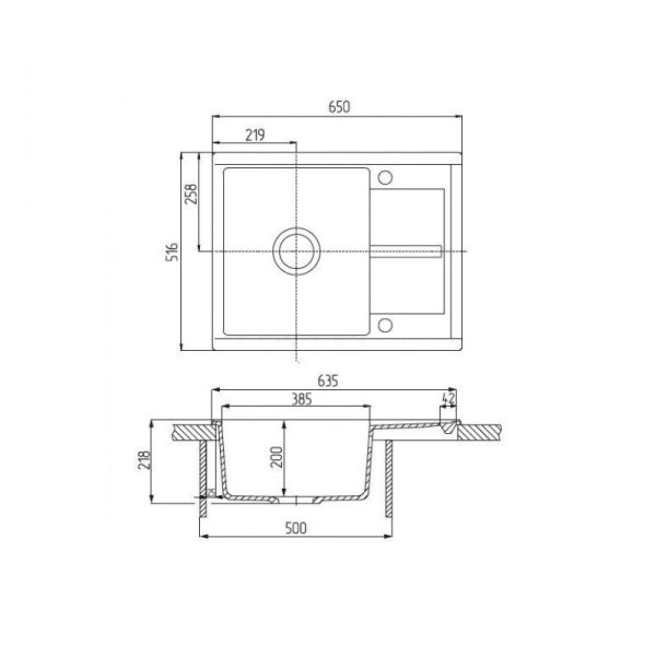 Кухонная мойка AQUATON Делия 65, графит (1A718632DE210)