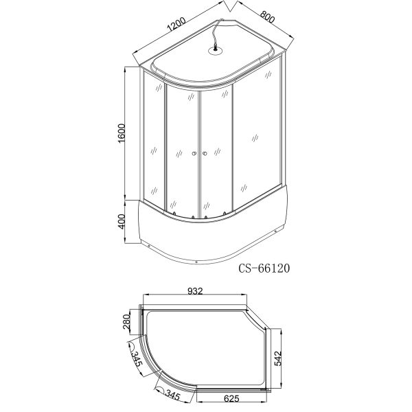 Душевая кабина Loranto 120х80х215, поддон 40 см (CS-66120R F)