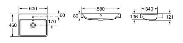 Раковина мебельная Roca Ona 600х460 литьевой мрамор (ZRU9307561)