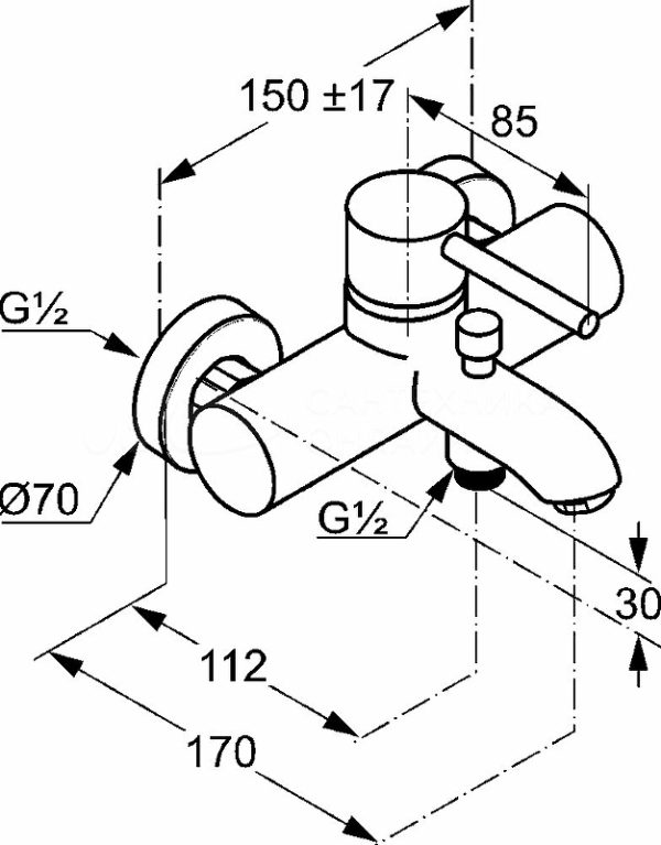 Смеситель для ванны KLUDI BOZZ DN 15 однорычажный, хром (386910576)