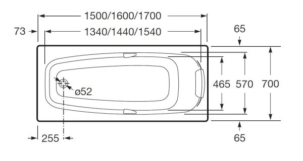 Ванна акриловая Roca SURESTE прямоугольная 160х70