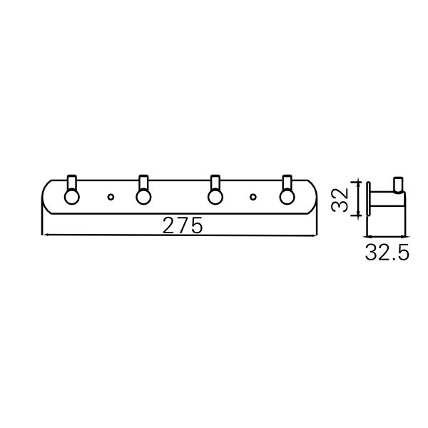 Планка Azario NESSY 4 крючка, хром (AZ-1514)