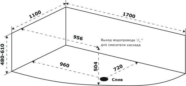 Ванна акриловая Azario Микона 170х110 левая