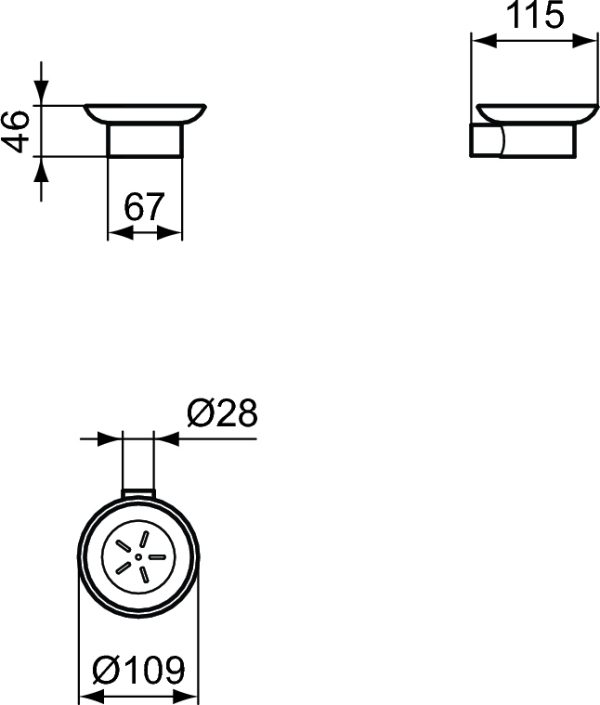 Мыльница с держателем Ideal Standard CONCA настенная, круглая, серый матовый (T4509A5)