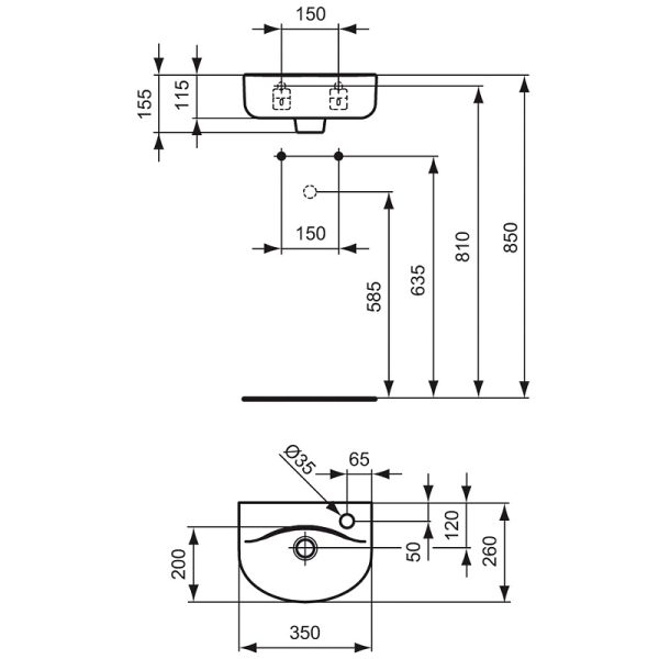 Раковина Ideal Standard CONNECT Arc 35, белая (E791501)