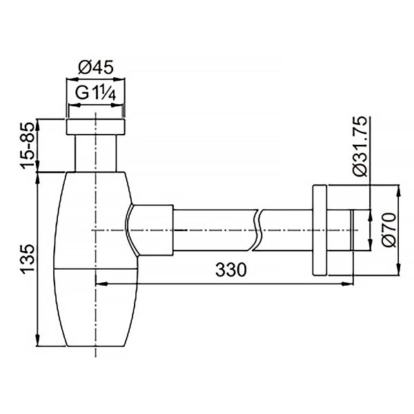 Сифон для раковины AZARIO G 1 1/4, без выпуска, бочонок, латунь, белый (AZ-115-WHI)