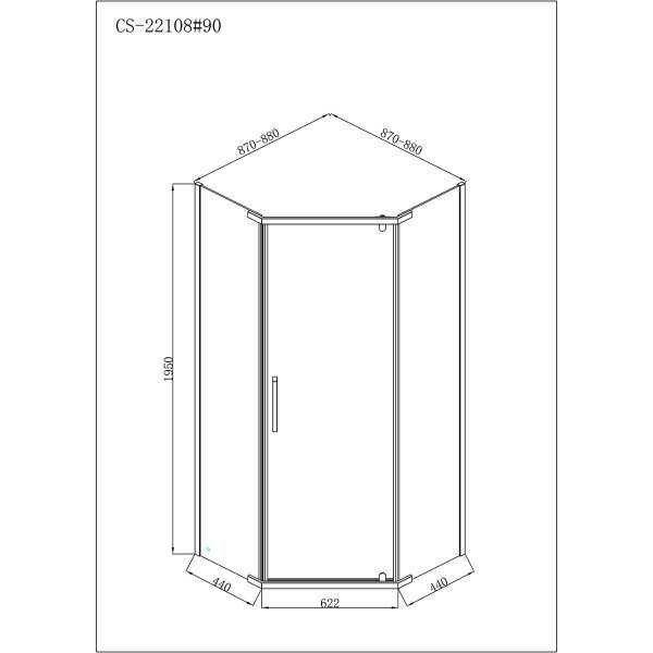 Душевое ограждение Loranto NEO 90x90x195 прозрачное закаленное стекло 8 мм, Easy clean, профиль сере