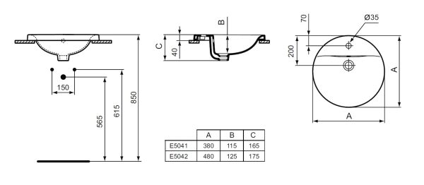 Раковина Ideal Standard CONNECT 38 см., белая