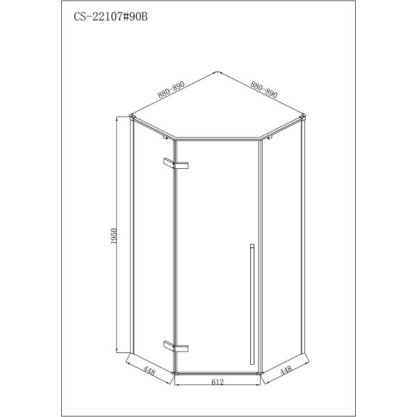 Душевое ограждение Loranto NEO 90x90x195 прозрачное закаленное стекло 8 мм, Easy clean, профиль черн