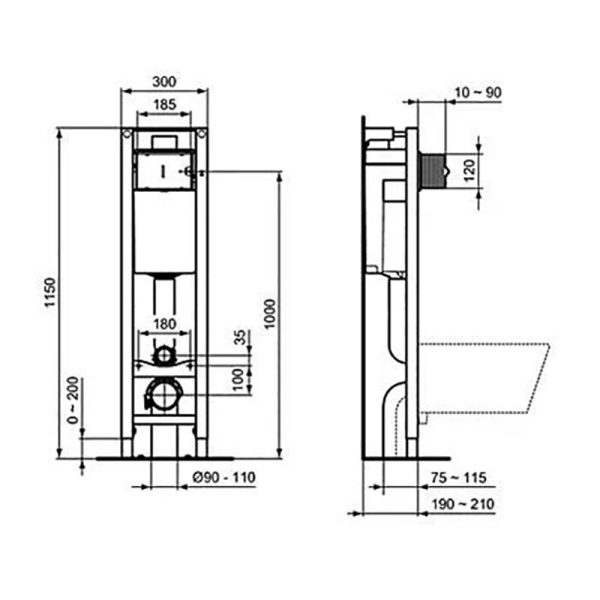 Встраиваемая инсталляция для монтажа подвесных унитазов PROSYS ECO FRAME M (E233267)