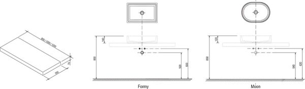 Столешница под раковину Ravak FORMY 80.0х7.0х55.0 Белая (X000000839)