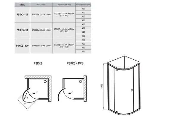 Душевой уголок Ravak Pivot PSKK3 90x90 стекло Transparent, профиль Белый (37677101Z1)