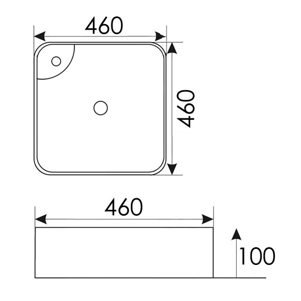 Раковина накладная Azario 460x460x100 квадратная, белый глянец (AZ-2181)