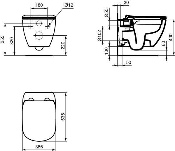 Промо-комплект Ideal Standard Tesi Rimless Подвесной унитаз + Сиденье в подарок (ZZ0003)