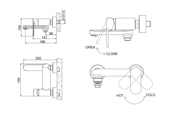 Смеситель для ванны Bravat Opal Хром (F6125183CP-01-RUS)