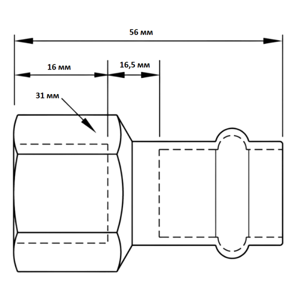 Переходник 22-3/4", WAAG Heavy Inox, пресс-резьба, вн., сталь нержавеющая