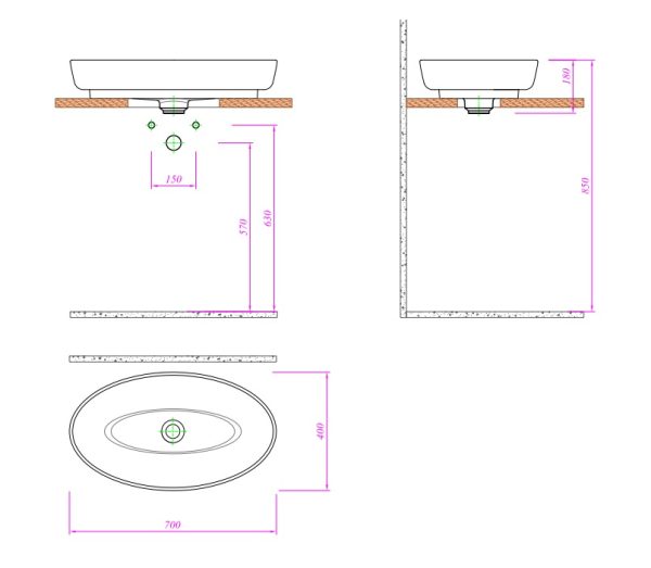 Раковина Kale DOVE 70х40 см., белая 310200200202