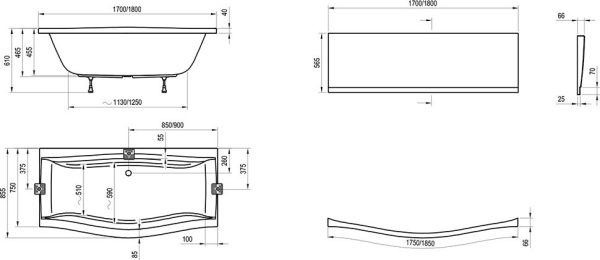 Ванна акриловая Ravak MAGNOLIA 180x75, белая