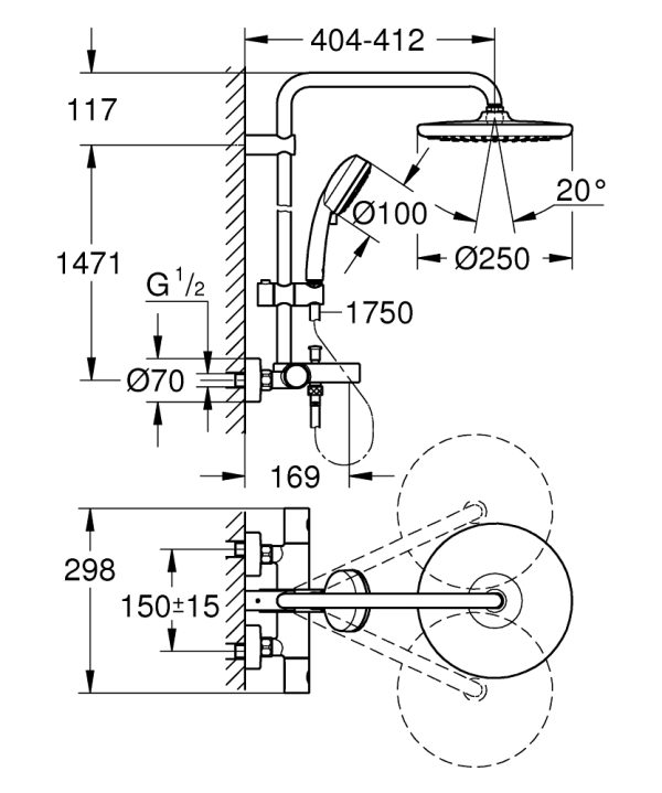 Душевая колонна Grohe Tempesta Cosmopolitan 250 (2667200)