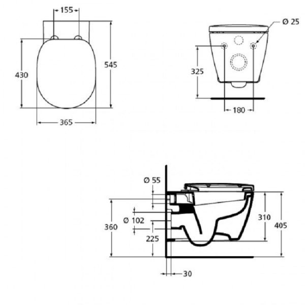 Комплект инсталляции Ideal Standard ProSys Eco Frame M с унитазом Connect E803501, сиденье микролиф