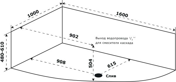 Ванна акриловая Azario Микона 160х100 левая