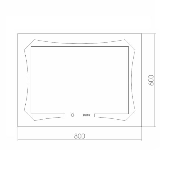 Зеркало Azario OTTO-4 800х600 c подсветкой и диммером, сенсор выкл+часы (ФР-00001398)