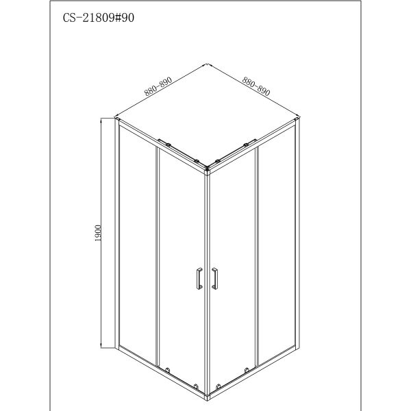 Душевое ограждение Loranto NEO 90x90x190 прозрачное закаленное стекло 5 мм, профиль черный, без подд