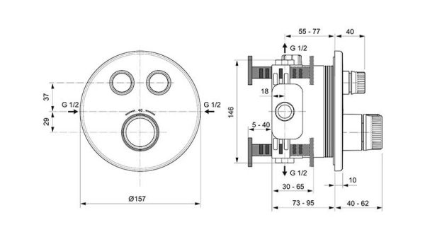 Смеситель для душа Ideal Standard CERATHERM NAVIGO встраиваемый, термостатический, хром (A7296AA)