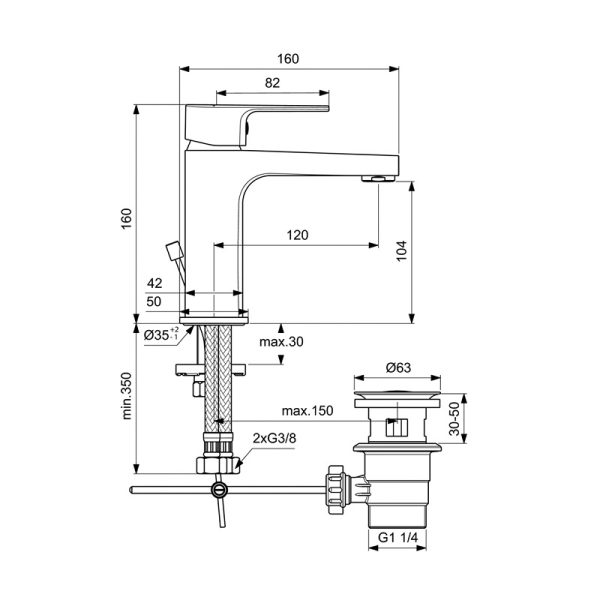 Ideal Standard ESLA BC264AA Набор 3-в-1 Смесители и душевой гарнитур