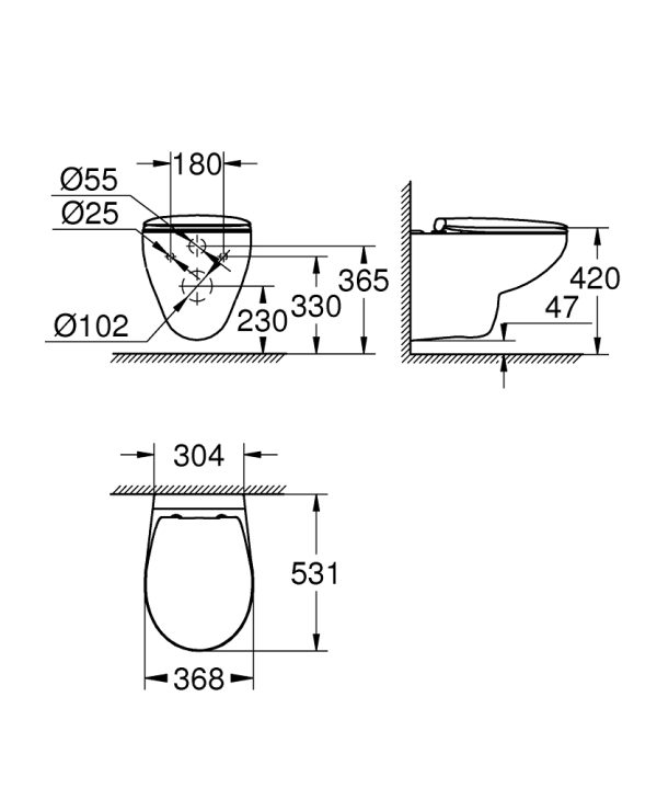 Унитаз подвесной Grohe Bau Ceramic безободковый, с сиденьем микролифт (39351000)