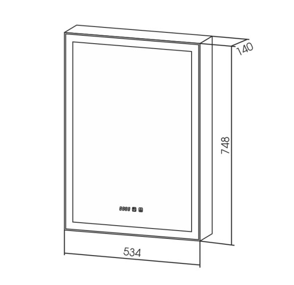 Зеркало-шкаф AZARIO Киото 50 (535х750) c подсветкой и диммером + часы (LED-00002356)