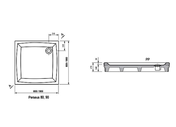 Душевой поддон Ravak PERSEUS-90 PP белый