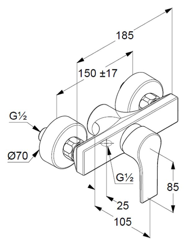 Смеситель для душа KLUDI ZENTA SL однорычажный, хром (488700565)