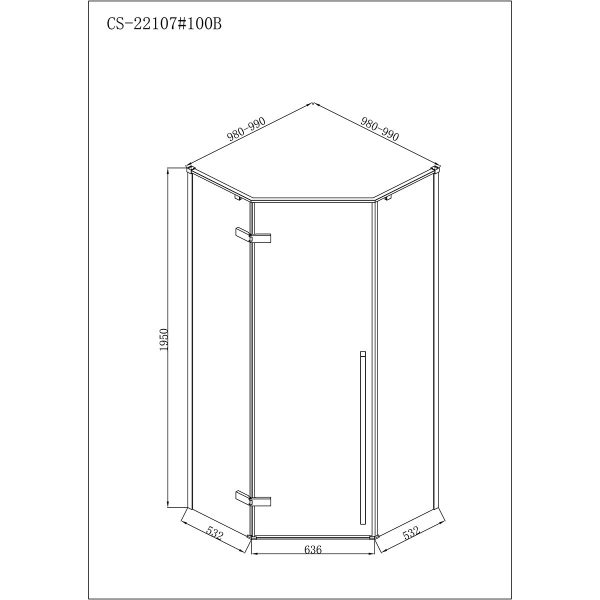 Душевое ограждение Loranto NEO 100x100x195 прозрачное закаленное стекло 8 мм, Easy clean, профиль че