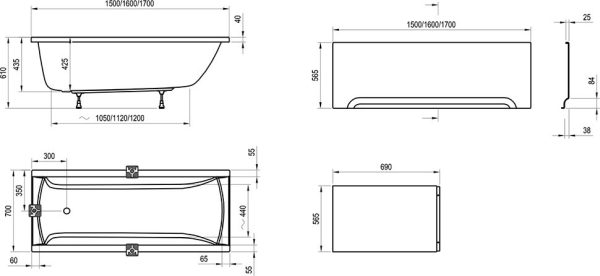 Ванна акриловая Ravak CLASSIC 170x70 N белая