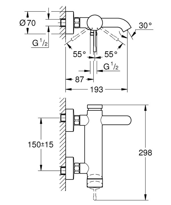 Смеситель для ванны Grohe Essence+ Хром (33624001)