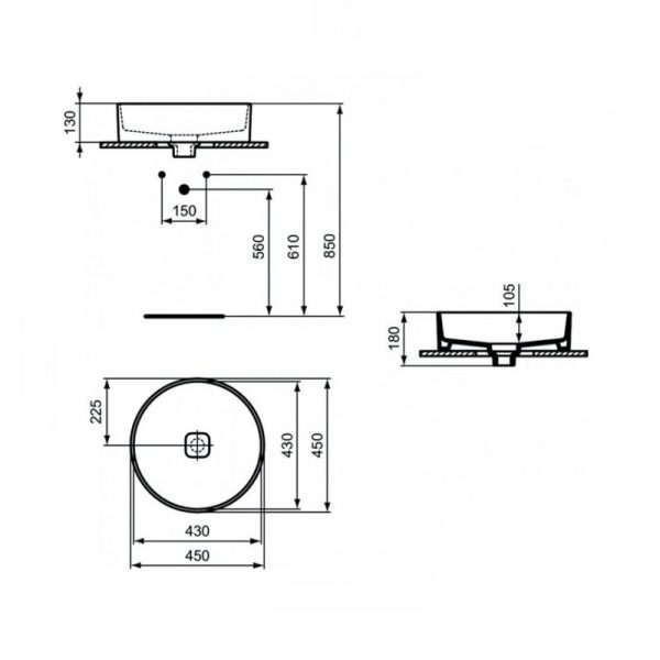 Раковина Ideal Standard STRADA II Round Vessel 45, белая (T296101)