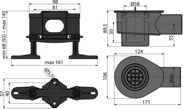 Сифон Alcadrain DN50 комплект регулируемых ног (APZ-S12 )