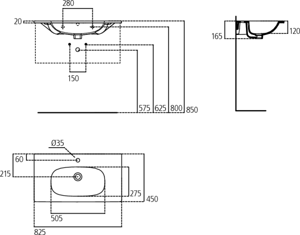 Раковина Ideal Standard Tesi Vanity 80 см, белая (T350901)