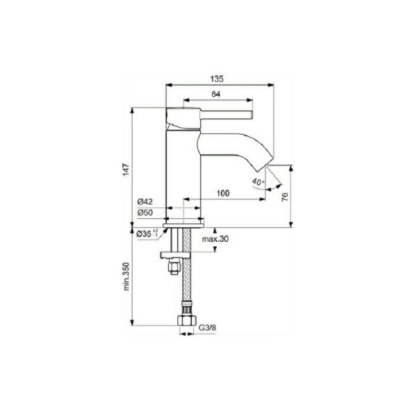 Смеситель для умывальника Ideal SCERALINE, система монтажа EASY-FIX