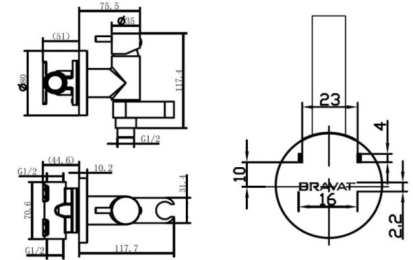 Гигиенический душ со смесителем Bravat Eler Хром (D9137CP-RUS)