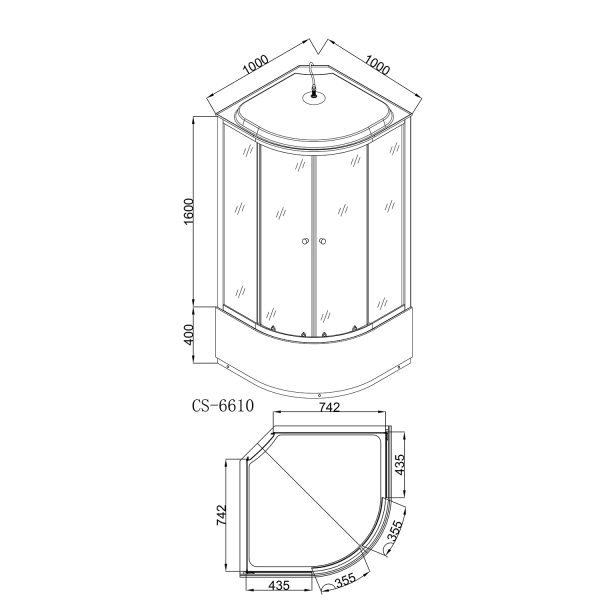 Душевая кабина Loranto CS-6610 G, 100х100х215, поддон 40 см